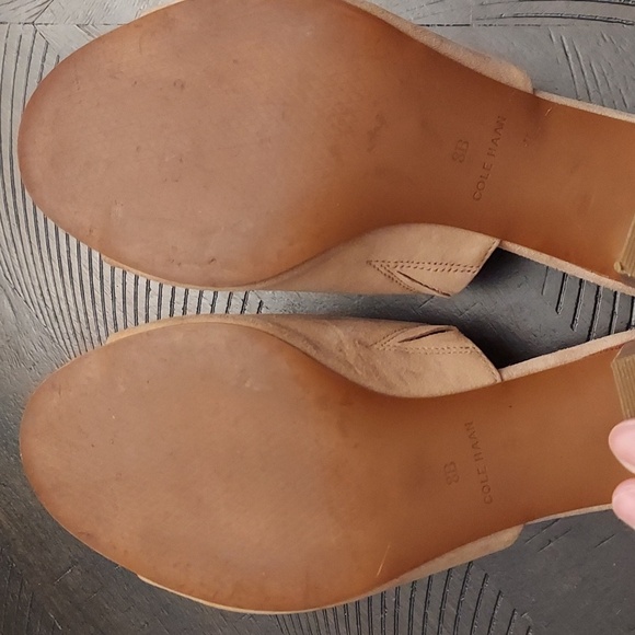 COLE HAAN Womens Daina Suede Leather Stacked Heel Slip On Open Toe Sandals - Picture 9 of 12